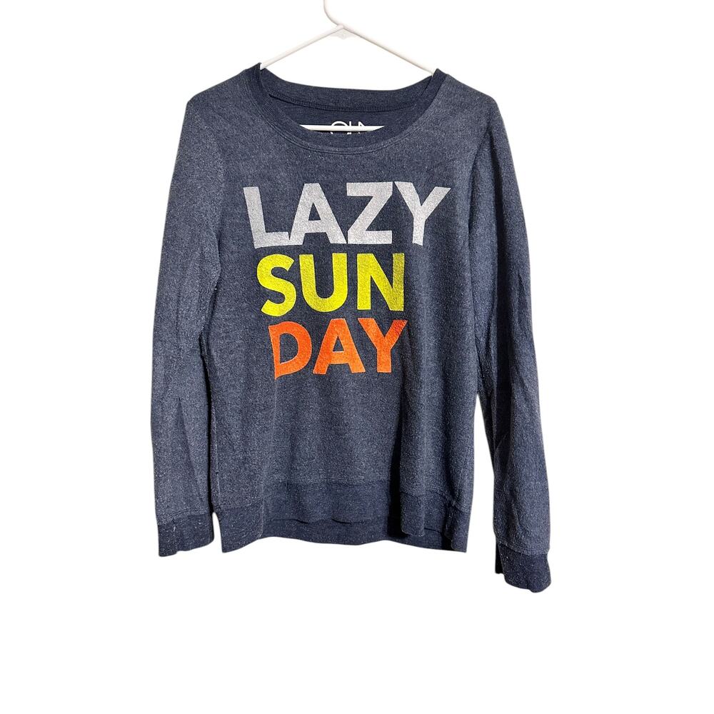 Chaser Lazy Sunday Gray Fleece Sweatshirt Pullover Women's Size Medium
